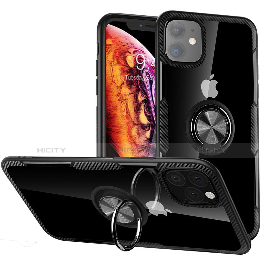 Funda Bumper Silicona y Plastico Mate Carcasa con Magnetico Anillo de dedo Soporte Y02 para Apple iPhone 11