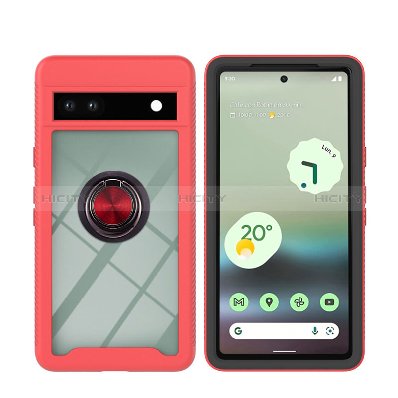 Funda Bumper Silicona y Plastico Mate Carcasa con Magnetico Anillo de dedo Soporte YB1 para Google Pixel 7a 5G