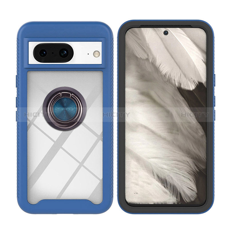 Funda Bumper Silicona y Plastico Mate Carcasa con Magnetico Anillo de dedo Soporte YB1 para Google Pixel 8 5G