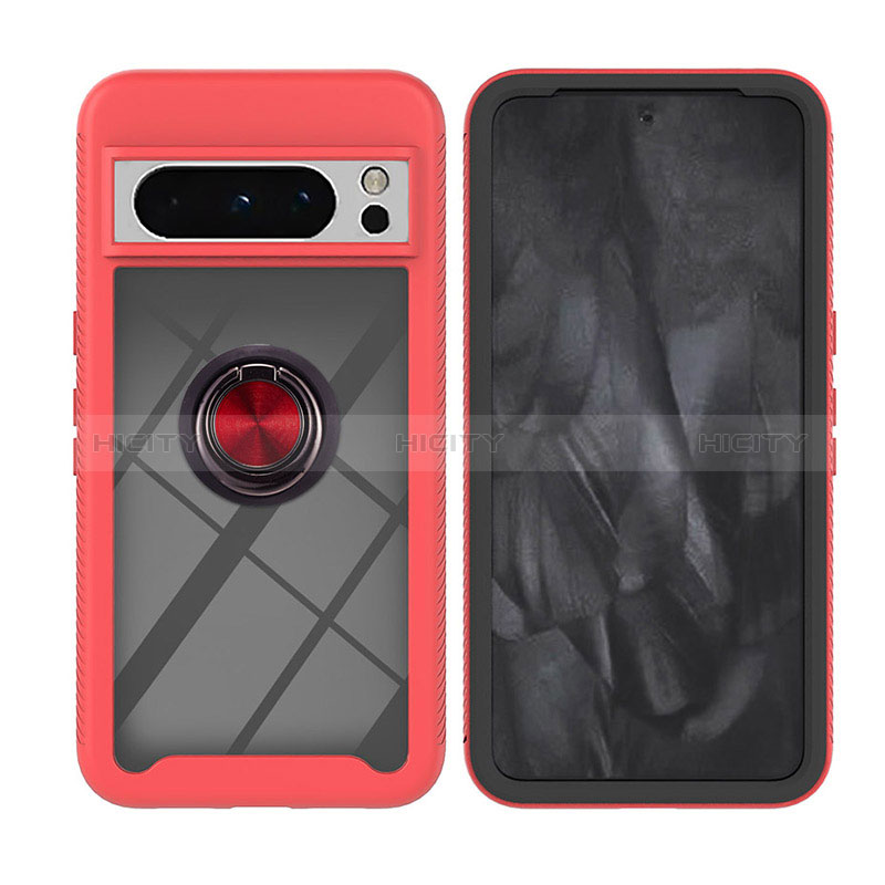 Funda Bumper Silicona y Plastico Mate Carcasa con Magnetico Anillo de dedo Soporte YB1 para Google Pixel 8 Pro 5G