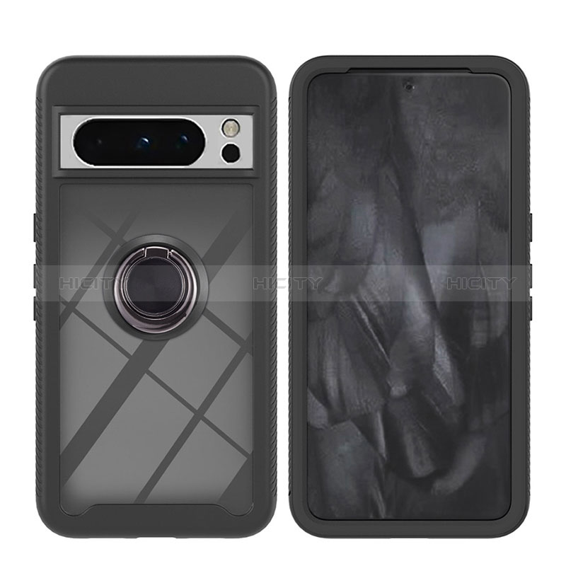 Funda Bumper Silicona y Plastico Mate Carcasa con Magnetico Anillo de dedo Soporte YB1 para Google Pixel 8 Pro 5G