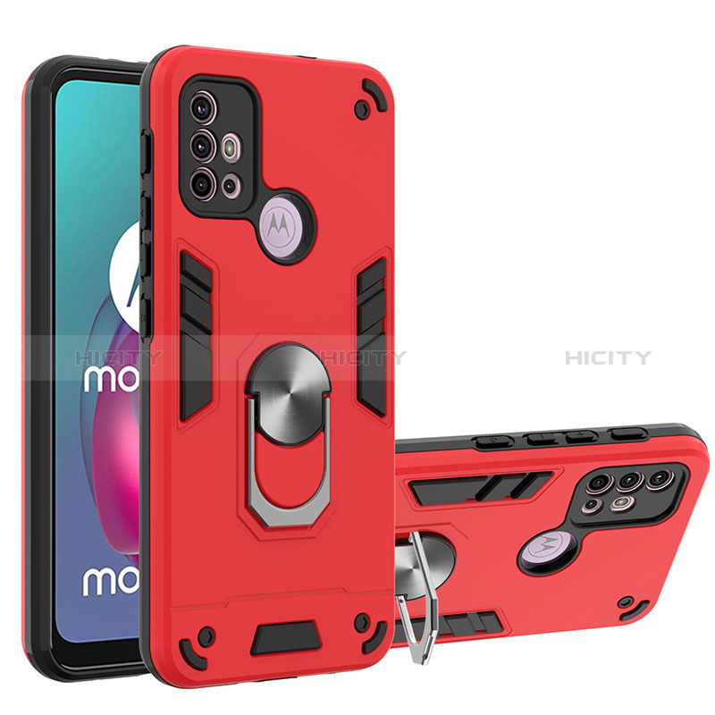 Funda Bumper Silicona y Plastico Mate Carcasa con Magnetico Anillo de dedo Soporte YB1 para Motorola Moto G30