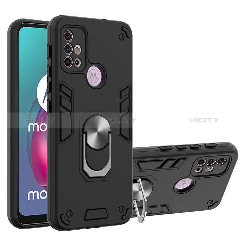 Funda Bumper Silicona y Plastico Mate Carcasa con Magnetico Anillo de dedo Soporte YB1 para Motorola Moto G30