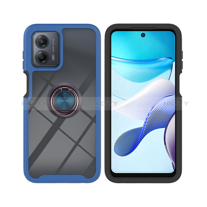 Funda Bumper Silicona y Plastico Mate Carcasa con Magnetico Anillo de dedo Soporte YB1 para Motorola Moto G53 5G