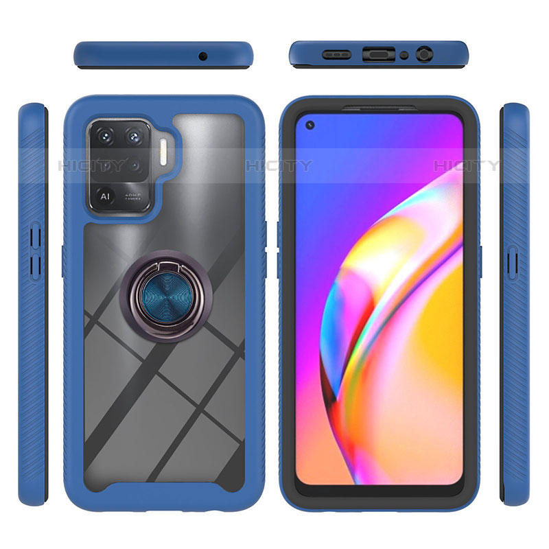 Funda Bumper Silicona y Plastico Mate Carcasa con Magnetico Anillo de dedo Soporte YB1 para Oppo A94 4G