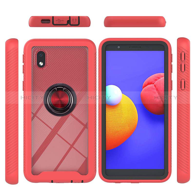 Funda Bumper Silicona y Plastico Mate Carcasa con Magnetico Anillo de dedo Soporte YB1 para Samsung Galaxy A01 Core