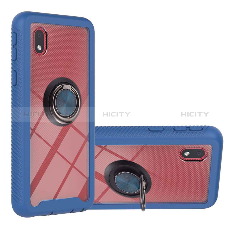 Funda Bumper Silicona y Plastico Mate Carcasa con Magnetico Anillo de dedo Soporte YB1 para Samsung Galaxy M01 Core