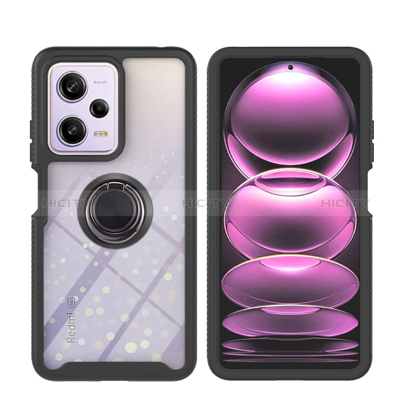 Funda Bumper Silicona y Plastico Mate Carcasa con Magnetico Anillo de dedo Soporte YB1 para Xiaomi Redmi Note 12 Pro 5G