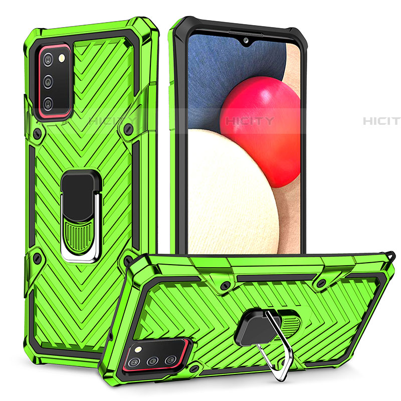 Funda Bumper Silicona y Plastico Mate Carcasa con Magnetico Anillo de dedo Soporte YF1 para Samsung Galaxy A03s