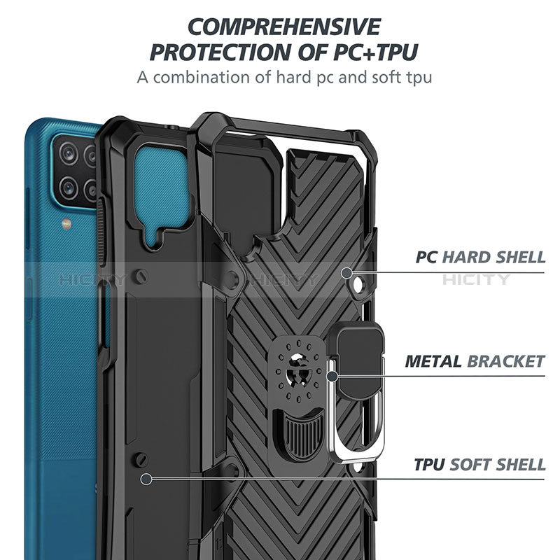 Funda Bumper Silicona y Plastico Mate Carcasa con Magnetico Anillo de dedo Soporte YF1 para Samsung Galaxy A12