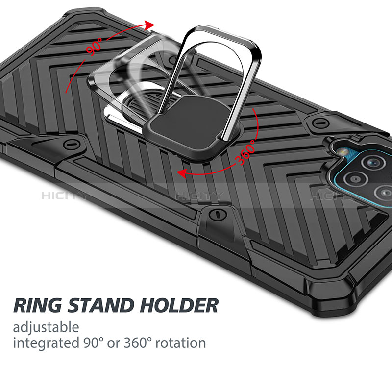 Funda Bumper Silicona y Plastico Mate Carcasa con Magnetico Anillo de dedo Soporte YF1 para Samsung Galaxy A12