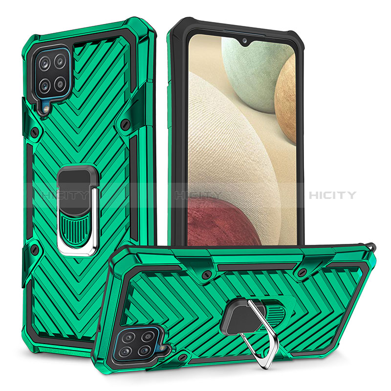 Funda Bumper Silicona y Plastico Mate Carcasa con Magnetico Anillo de dedo Soporte YF1 para Samsung Galaxy A12