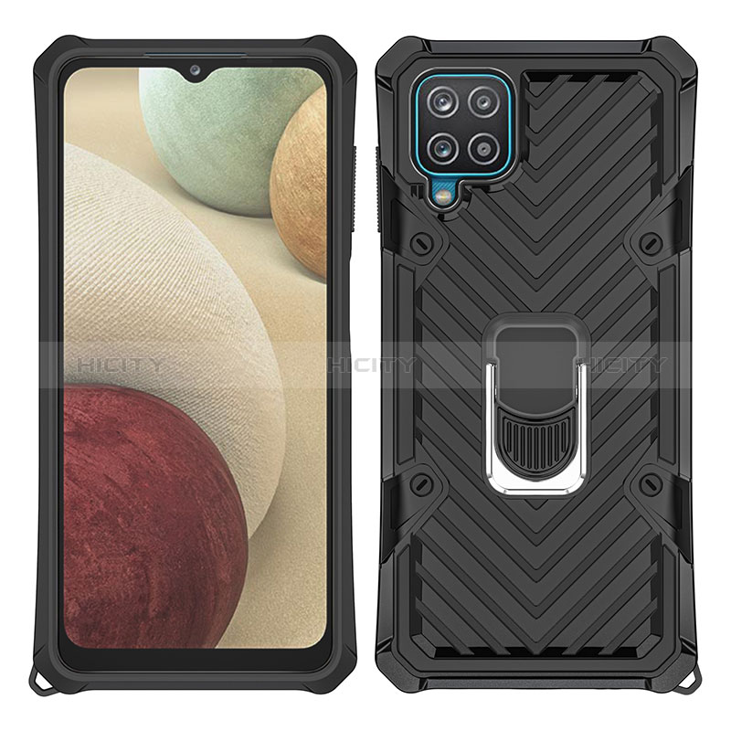 Funda Bumper Silicona y Plastico Mate Carcasa con Magnetico Anillo de dedo Soporte YF1 para Samsung Galaxy A12