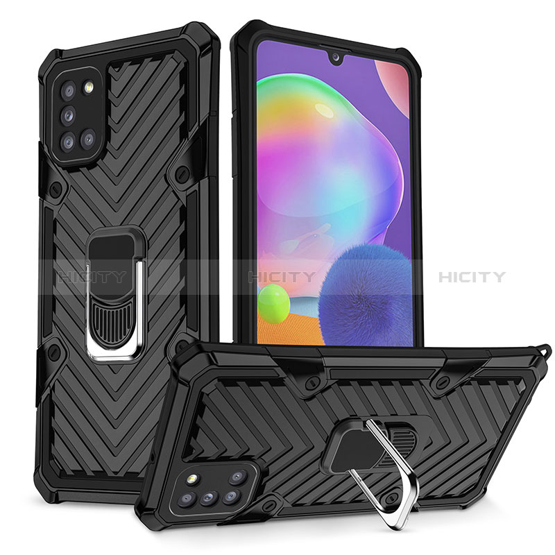 Funda Bumper Silicona y Plastico Mate Carcasa con Magnetico Anillo de dedo Soporte YF1 para Samsung Galaxy A31