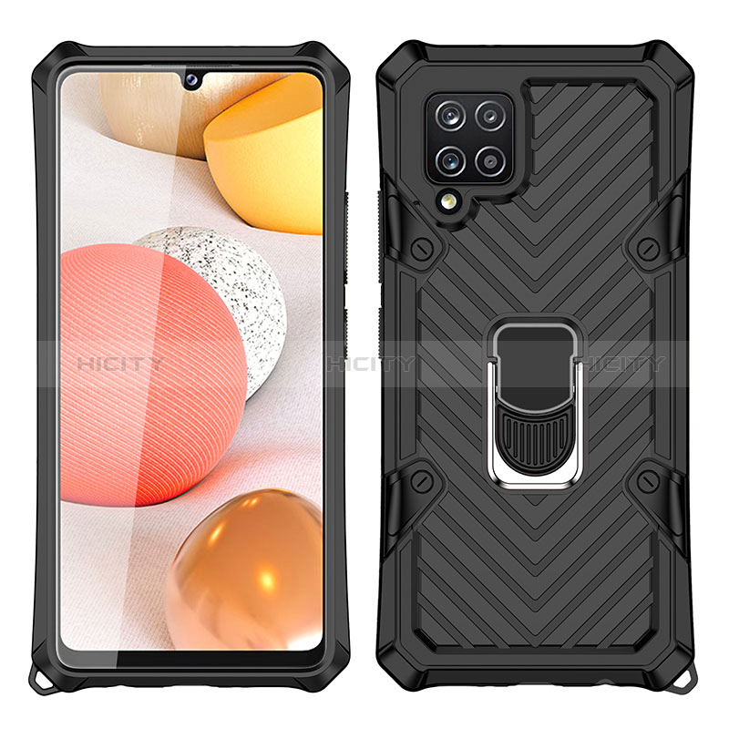 Funda Bumper Silicona y Plastico Mate Carcasa con Magnetico Anillo de dedo Soporte YF1 para Samsung Galaxy A42 5G