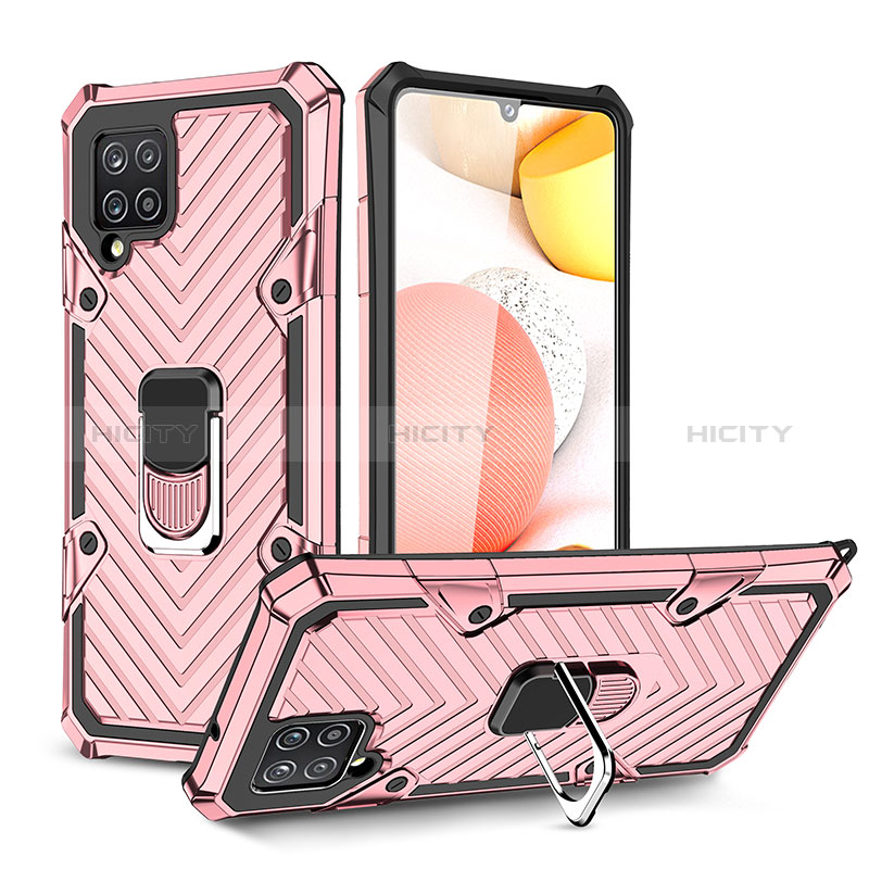 Funda Bumper Silicona y Plastico Mate Carcasa con Magnetico Anillo de dedo Soporte YF1 para Samsung Galaxy A42 5G Oro Rosa