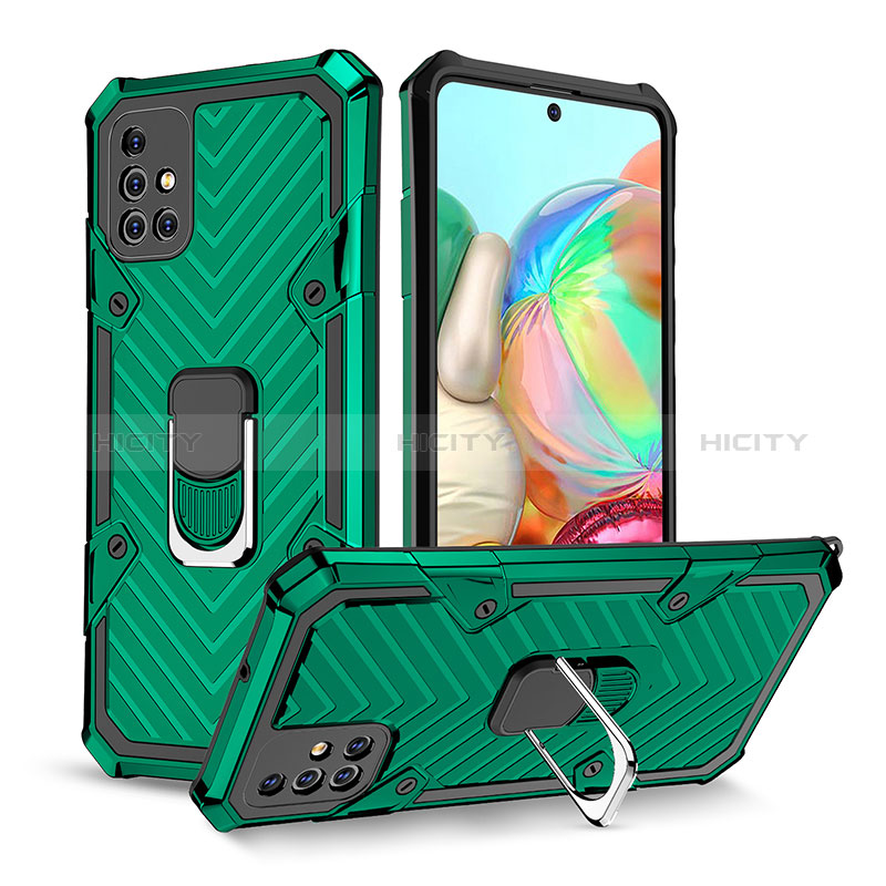 Funda Bumper Silicona y Plastico Mate Carcasa con Magnetico Anillo de dedo Soporte YF1 para Samsung Galaxy A71 4G A715