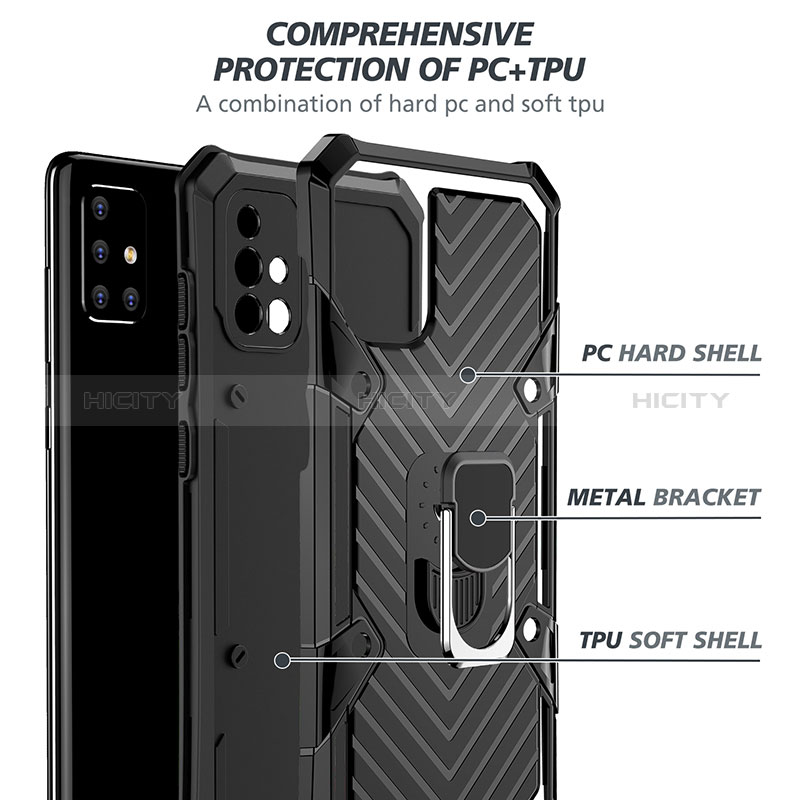 Funda Bumper Silicona y Plastico Mate Carcasa con Magnetico Anillo de dedo Soporte YF1 para Samsung Galaxy A71 5G