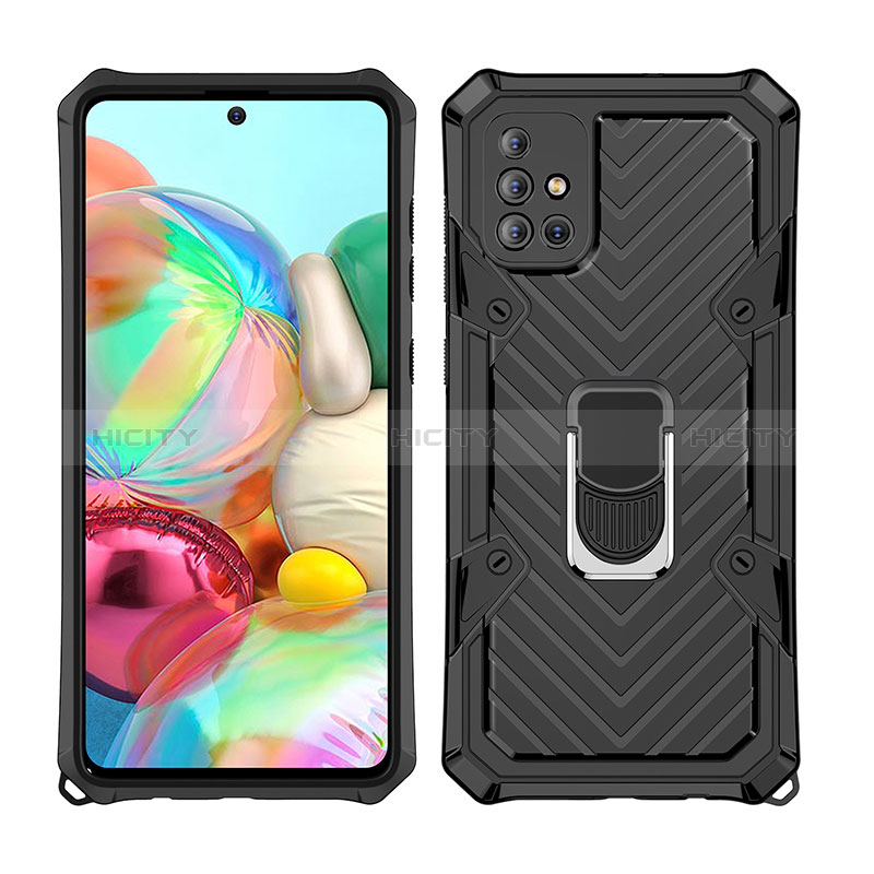 Funda Bumper Silicona y Plastico Mate Carcasa con Magnetico Anillo de dedo Soporte YF1 para Samsung Galaxy A71 5G