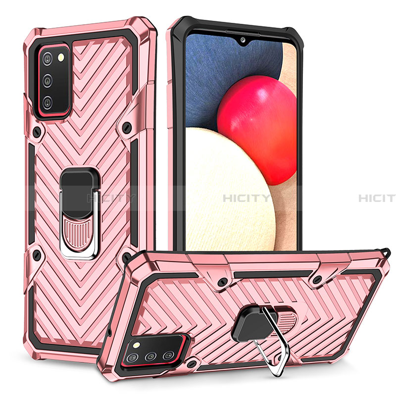 Funda Bumper Silicona y Plastico Mate Carcasa con Magnetico Anillo de dedo Soporte YF1 para Samsung Galaxy F02S SM-E025F