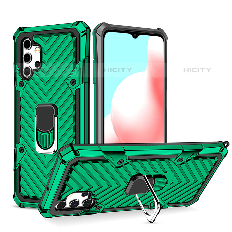 Funda Bumper Silicona y Plastico Mate Carcasa con Magnetico Anillo de dedo Soporte YF1 para Samsung Galaxy M32 5G Verde