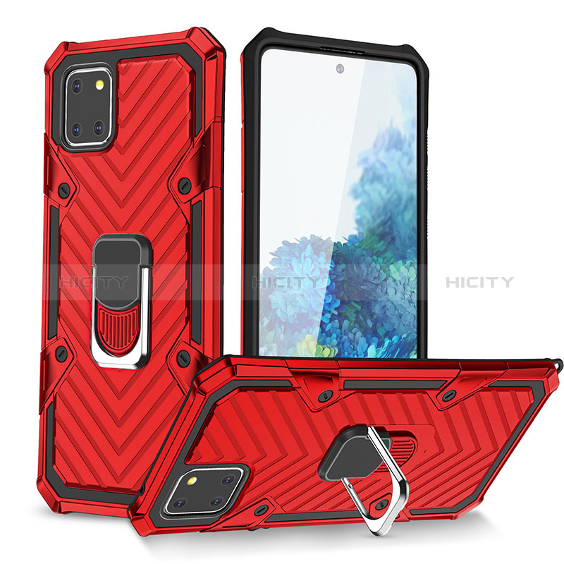 Funda Bumper Silicona y Plastico Mate Carcasa con Magnetico Anillo de dedo Soporte YF1 para Samsung Galaxy M60s Rojo