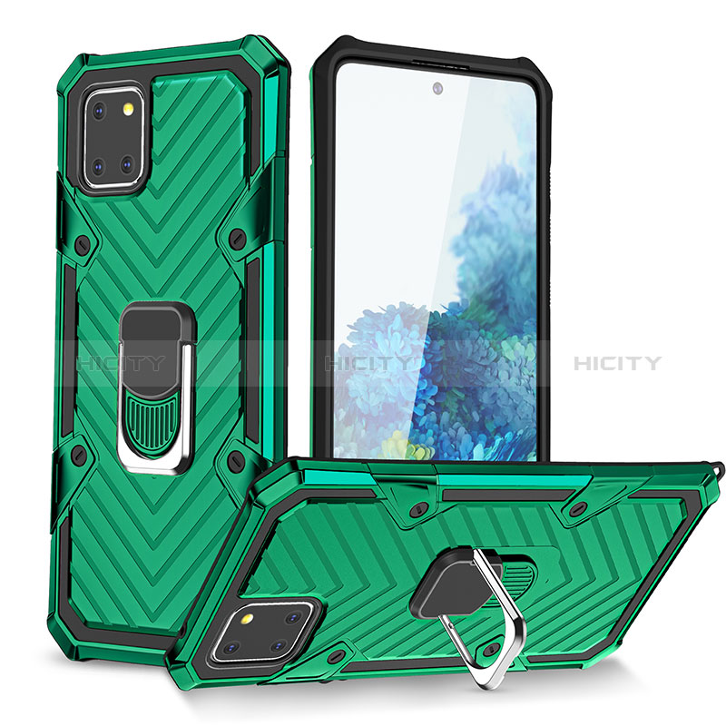 Funda Bumper Silicona y Plastico Mate Carcasa con Magnetico Anillo de dedo Soporte YF1 para Samsung Galaxy M60s Verde