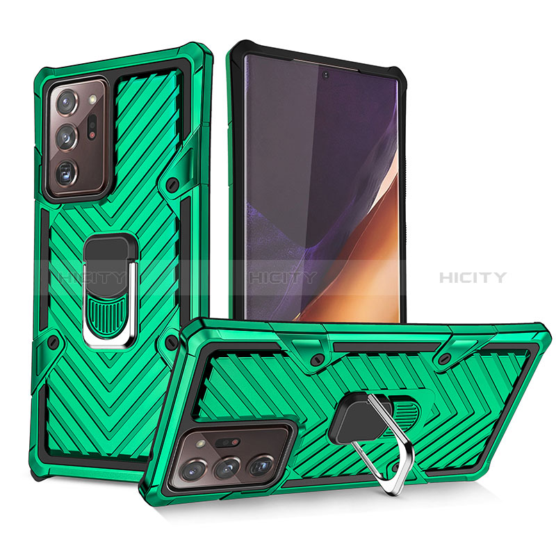 Funda Bumper Silicona y Plastico Mate Carcasa con Magnetico Anillo de dedo Soporte YF1 para Samsung Galaxy Note 20 Ultra 5G Verde