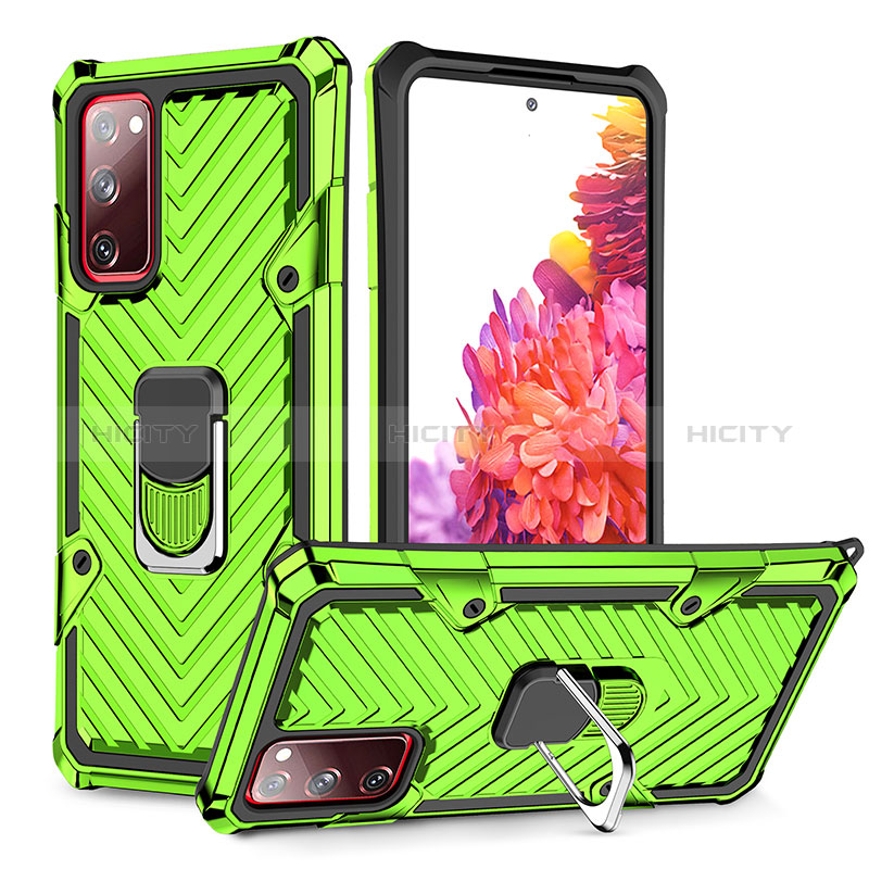 Funda Bumper Silicona y Plastico Mate Carcasa con Magnetico Anillo de dedo Soporte YF1 para Samsung Galaxy S20 Lite 5G Menta Verde