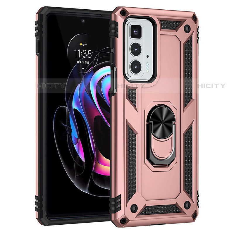 Funda Bumper Silicona y Plastico Mate Carcasa con Magnetico Anillo de dedo Soporte Z01 para Motorola Moto Edge 20 Pro 5G