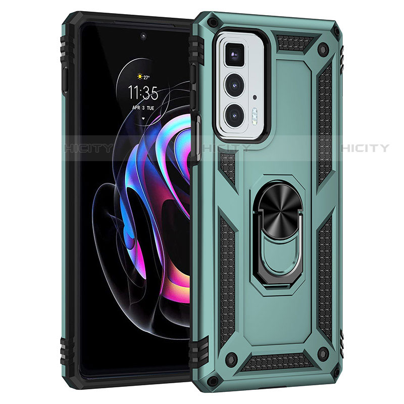 Funda Bumper Silicona y Plastico Mate Carcasa con Magnetico Anillo de dedo Soporte Z01 para Motorola Moto Edge 20 Pro 5G