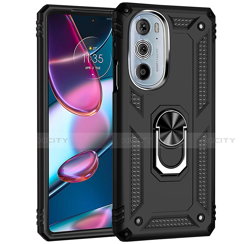 Funda Bumper Silicona y Plastico Mate Carcasa con Magnetico Anillo de dedo Soporte Z01 para Motorola Moto Edge 30 Pro 5G