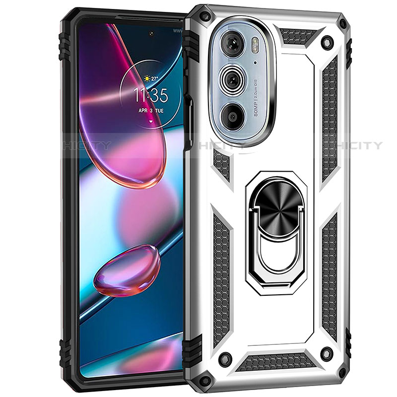 Funda Bumper Silicona y Plastico Mate Carcasa con Magnetico Anillo de dedo Soporte Z01 para Motorola Moto Edge X30 5G