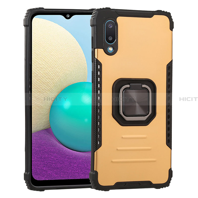 Funda Bumper Silicona y Plastico Mate Carcasa con Magnetico Anillo de dedo Soporte ZJ1 para Samsung Galaxy A02