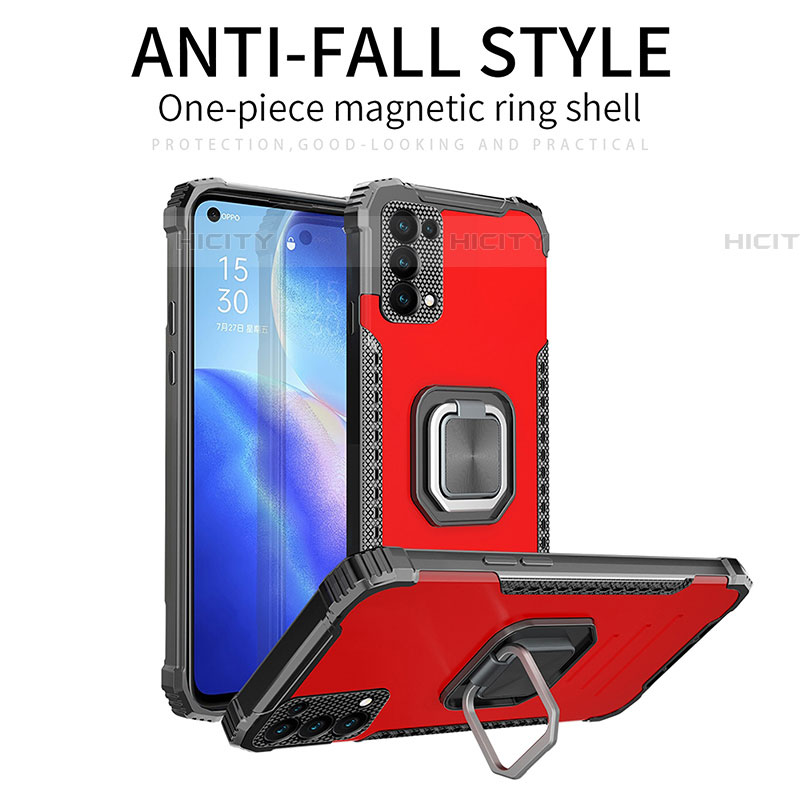 Funda Bumper Silicona y Plastico Mate Carcasa con Magnetico Anillo de dedo Soporte ZJ1 para Samsung Galaxy A03s