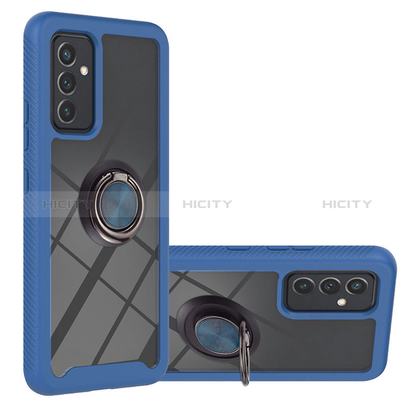 Funda Bumper Silicona y Plastico Mate Carcasa con Magnetico Anillo de dedo Soporte ZJ1 para Samsung Galaxy A15 5G Azul