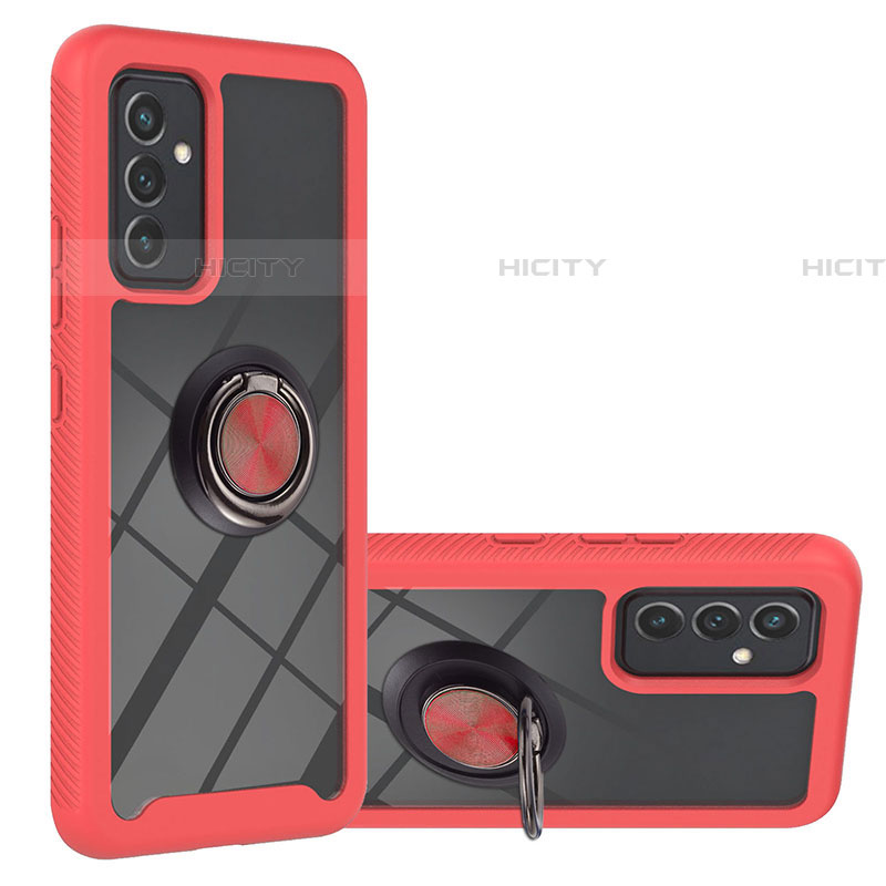 Funda Bumper Silicona y Plastico Mate Carcasa con Magnetico Anillo de dedo Soporte ZJ1 para Samsung Galaxy A24 4G Rojo