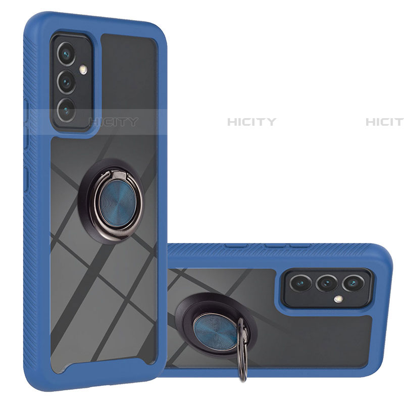 Funda Bumper Silicona y Plastico Mate Carcasa con Magnetico Anillo de dedo Soporte ZJ1 para Samsung Galaxy A25 5G Azul