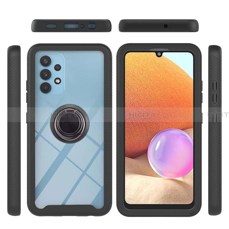 Funda Bumper Silicona y Plastico Mate Carcasa con Magnetico Anillo de dedo Soporte ZJ1 para Samsung Galaxy A32 4G