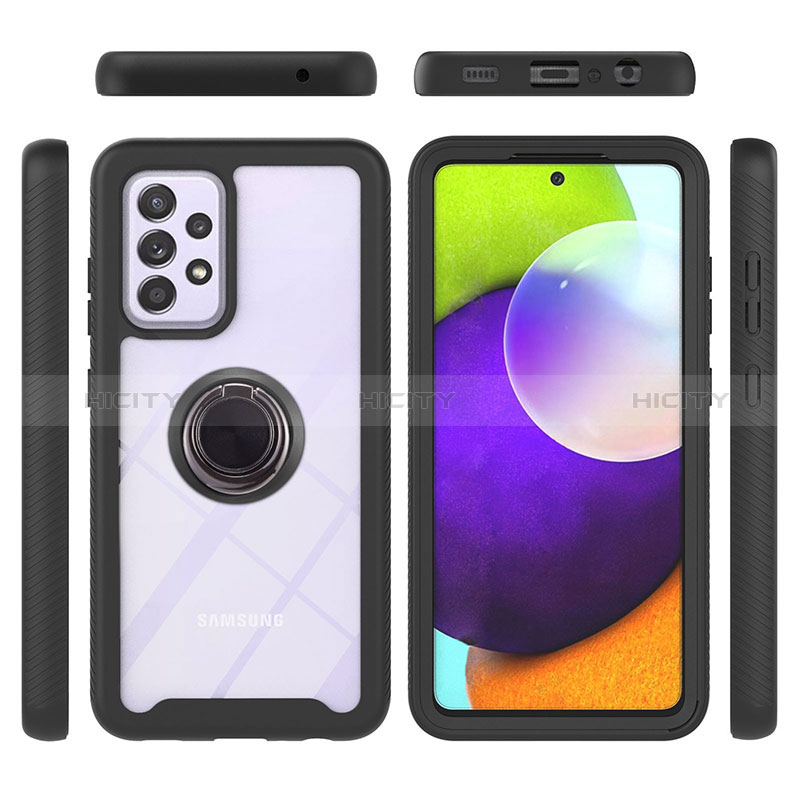 Funda Bumper Silicona y Plastico Mate Carcasa con Magnetico Anillo de dedo Soporte ZJ1 para Samsung Galaxy A52s 5G