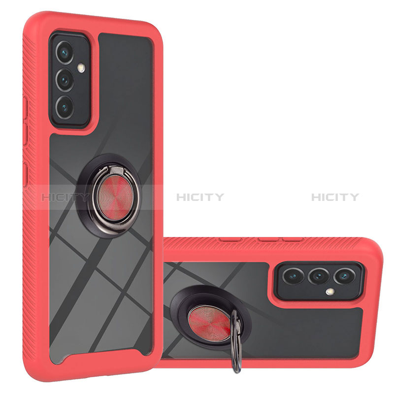 Funda Bumper Silicona y Plastico Mate Carcasa con Magnetico Anillo de dedo Soporte ZJ1 para Samsung Galaxy A55 5G Rojo