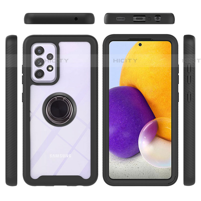 Funda Bumper Silicona y Plastico Mate Carcasa con Magnetico Anillo de dedo Soporte ZJ1 para Samsung Galaxy A72 4G