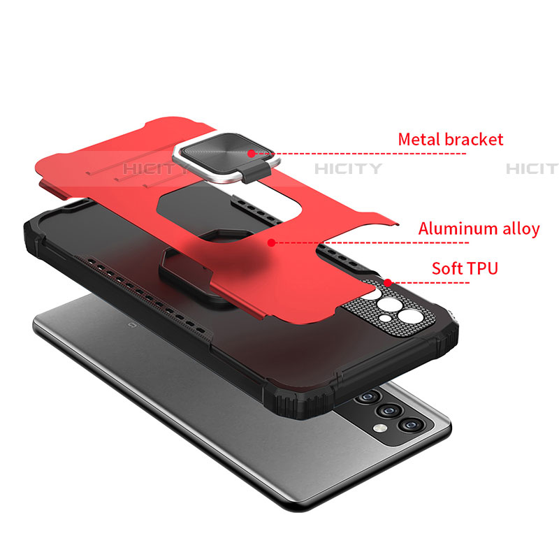 Funda Bumper Silicona y Plastico Mate Carcasa con Magnetico Anillo de dedo Soporte ZJ1 para Samsung Galaxy F42 5G