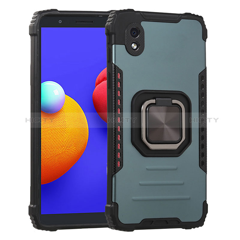 Funda Bumper Silicona y Plastico Mate Carcasa con Magnetico Anillo de dedo Soporte ZJ2 para Samsung Galaxy A01 Core