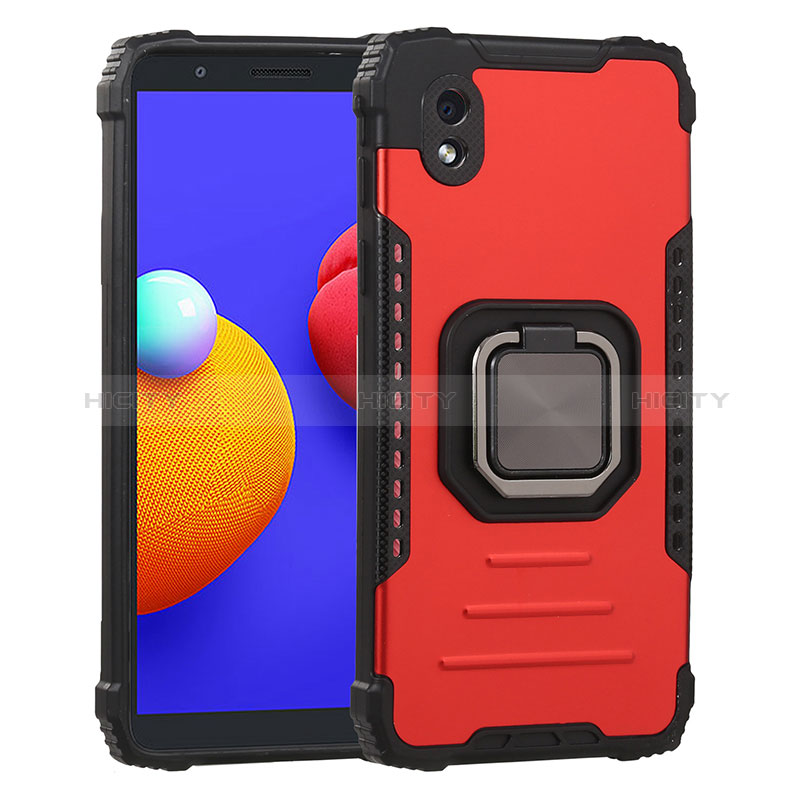 Funda Bumper Silicona y Plastico Mate Carcasa con Magnetico Anillo de dedo Soporte ZJ2 para Samsung Galaxy A01 Core