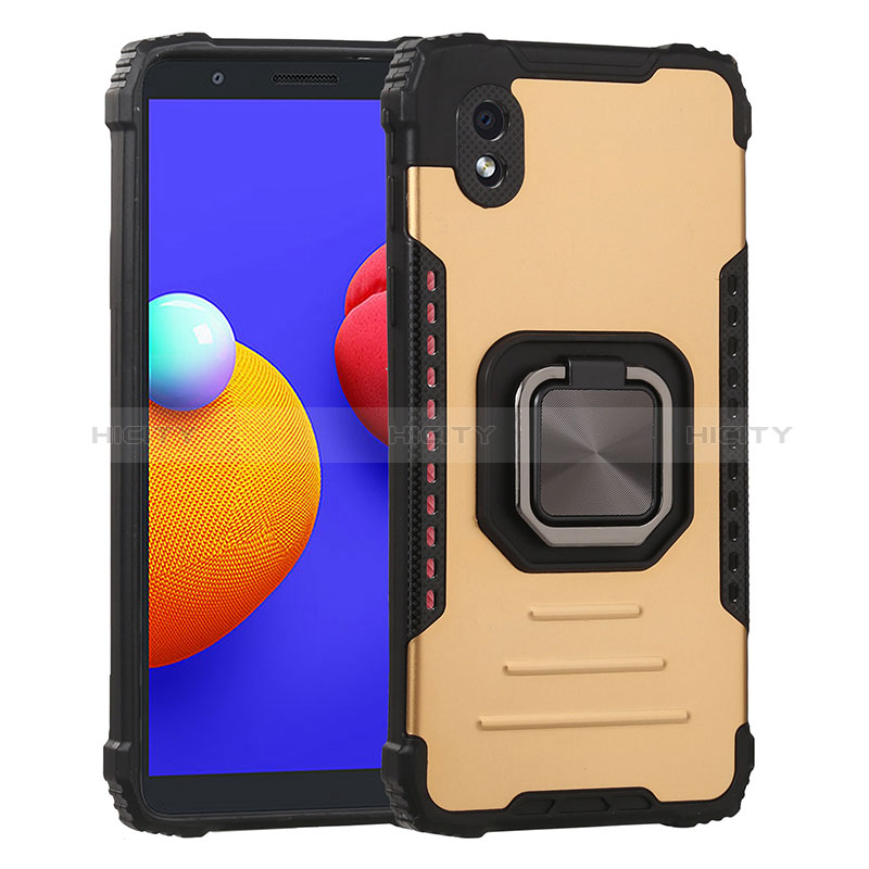 Funda Bumper Silicona y Plastico Mate Carcasa con Magnetico Anillo de dedo Soporte ZJ2 para Samsung Galaxy A01 Core