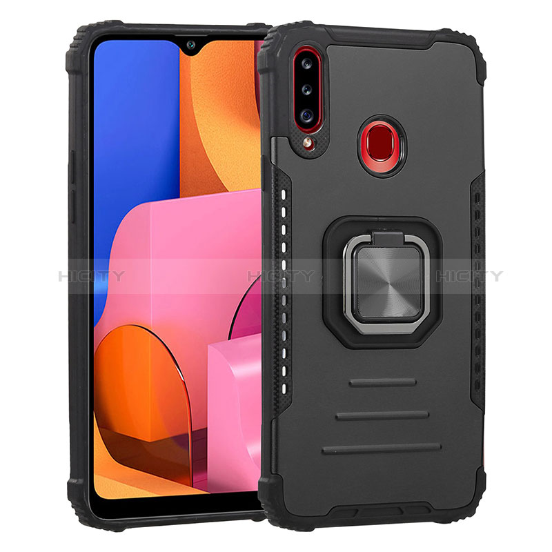 Funda Bumper Silicona y Plastico Mate Carcasa con Magnetico Anillo de dedo Soporte ZJ2 para Samsung Galaxy A20s