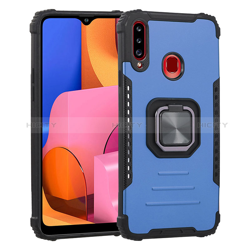 Funda Bumper Silicona y Plastico Mate Carcasa con Magnetico Anillo de dedo Soporte ZJ2 para Samsung Galaxy A20s