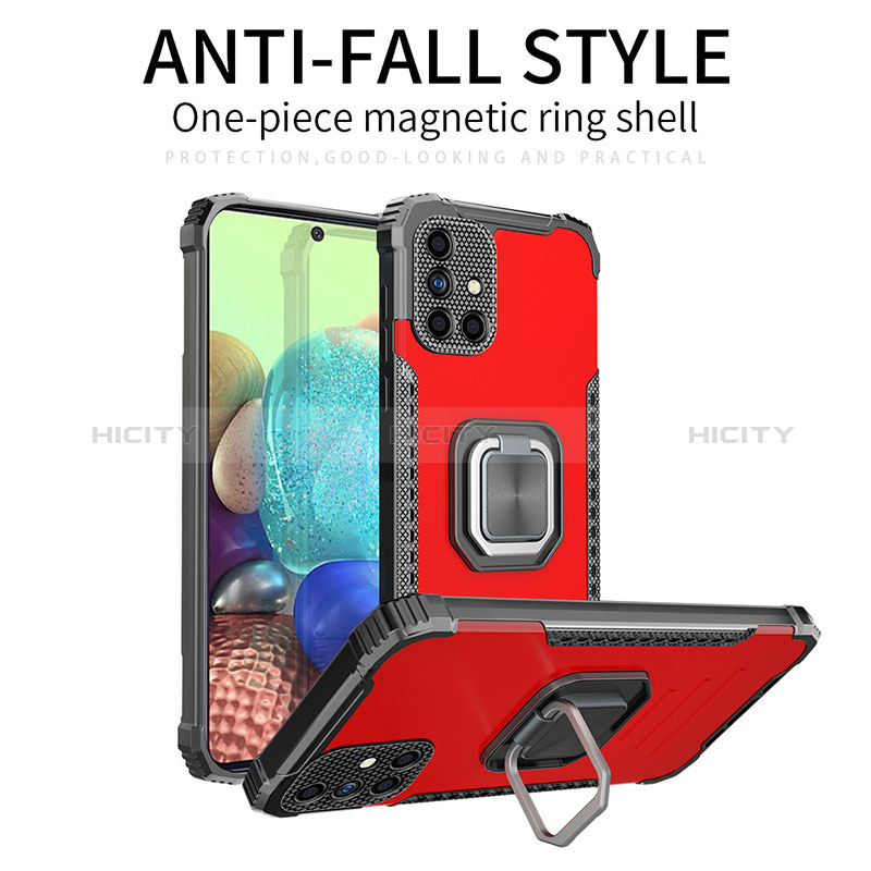 Funda Bumper Silicona y Plastico Mate Carcasa con Magnetico Anillo de dedo Soporte ZJ2 para Samsung Galaxy A21s