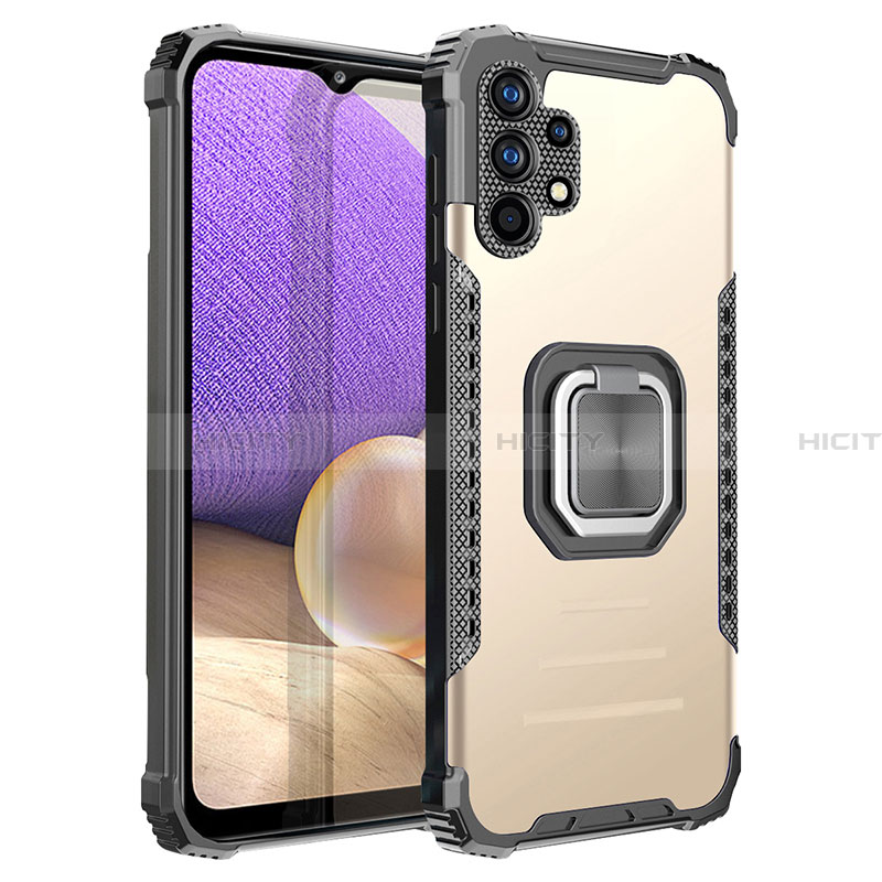 Funda Bumper Silicona y Plastico Mate Carcasa con Magnetico Anillo de dedo Soporte ZJ2 para Samsung Galaxy A32 4G Oro